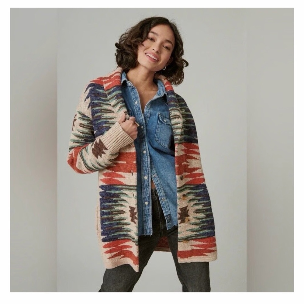 Lucky Brand, southwestern, Multicolor Knit Cardigan